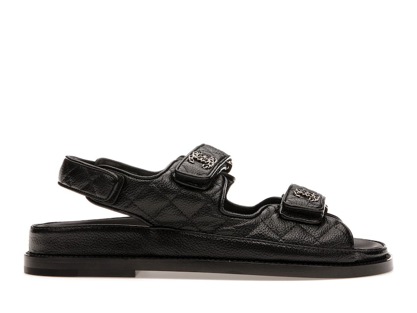 Chanel Quilted Dad Sandal Black Leather