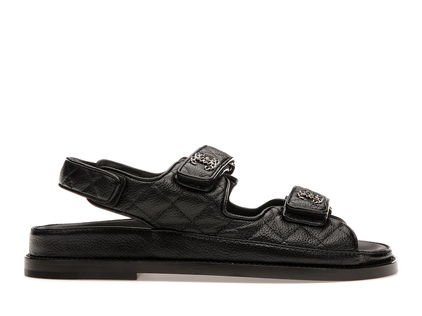 Chanel Quilted Dad Sandal Black Leather 0