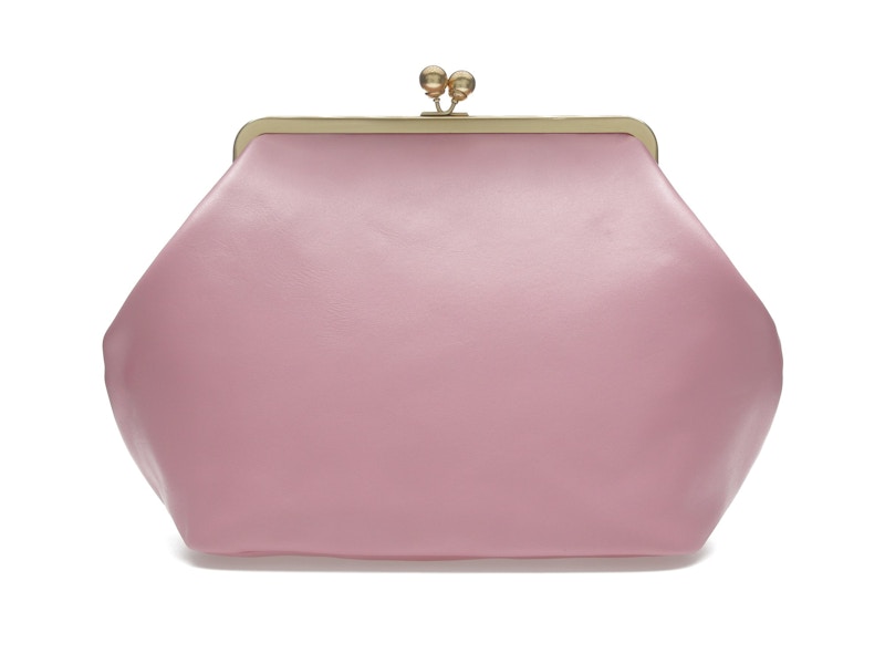 Coach Large Kisslock Frame Bag Brass/Rose in Leather with Brass