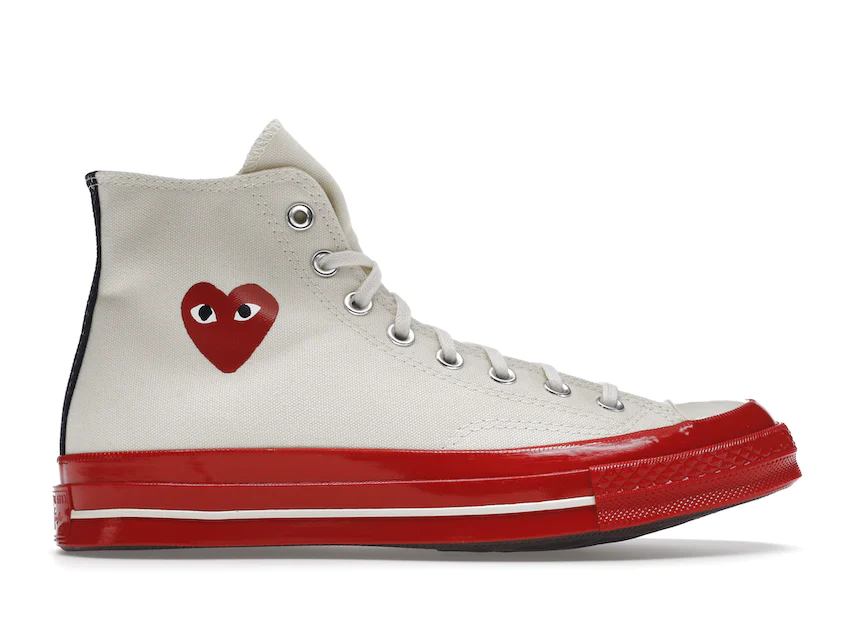 Converse Chuck Taylor All Star 70 Hi Comme des Garcons PLAY Egret Red Midsole 0