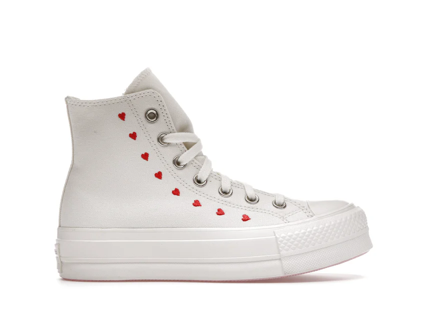 Converse Chuck Taylor All Star Lift Hi White Red (Women's) 0