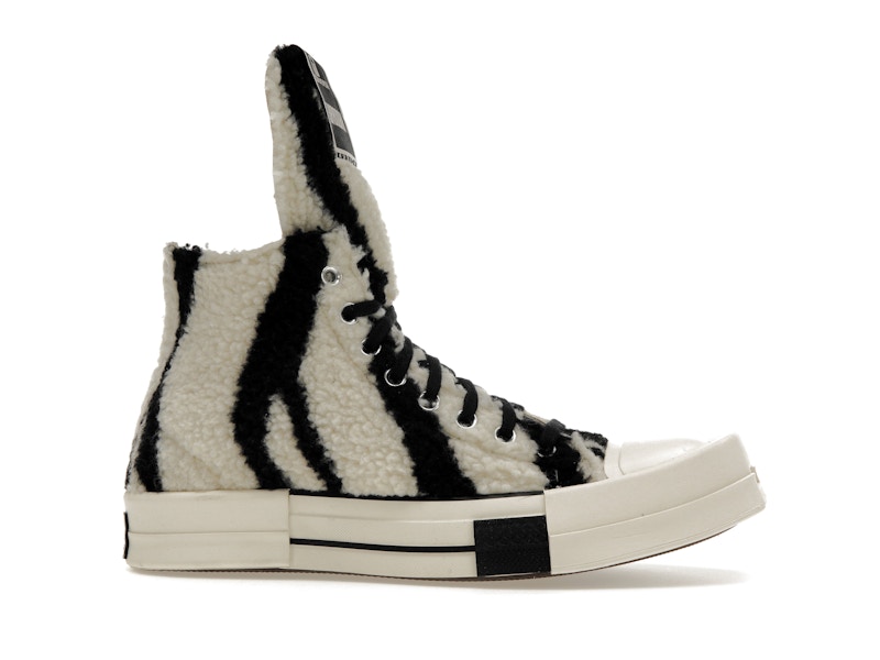 Converse TURBODRK Chuck Taylor All Star 70 Hi Rick Owens DRKSHDW Sherpa Zebra Print White Black