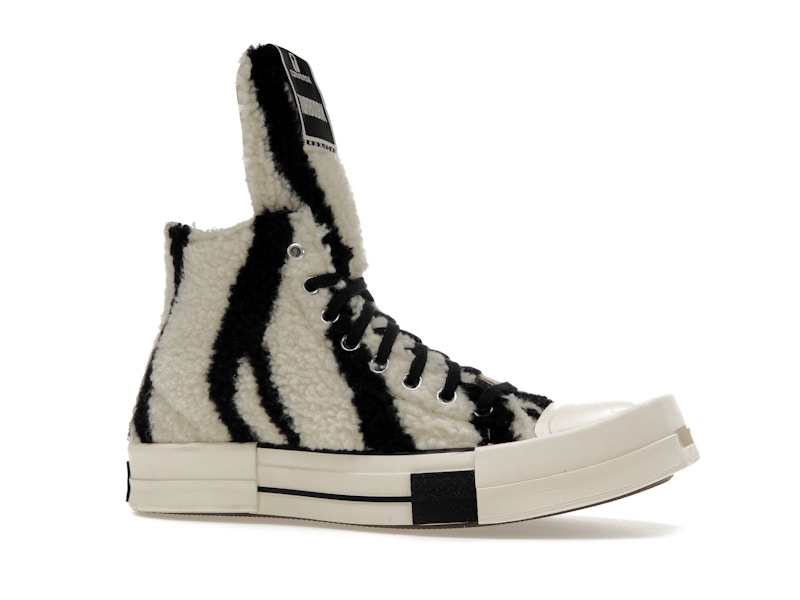Converse TURBODRK Chuck Taylor All Star 70 Hi Rick Owens DRKSHDW Sherpa Zebra Print White Black