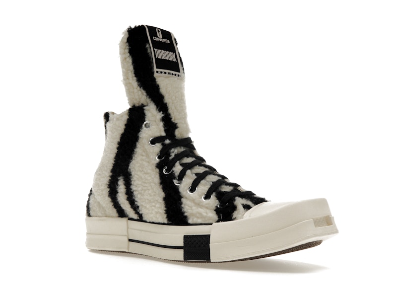 Converse TURBODRK Chuck Taylor All Star 70 Hi Rick Owens DRKSHDW Sherpa Zebra Print White Black