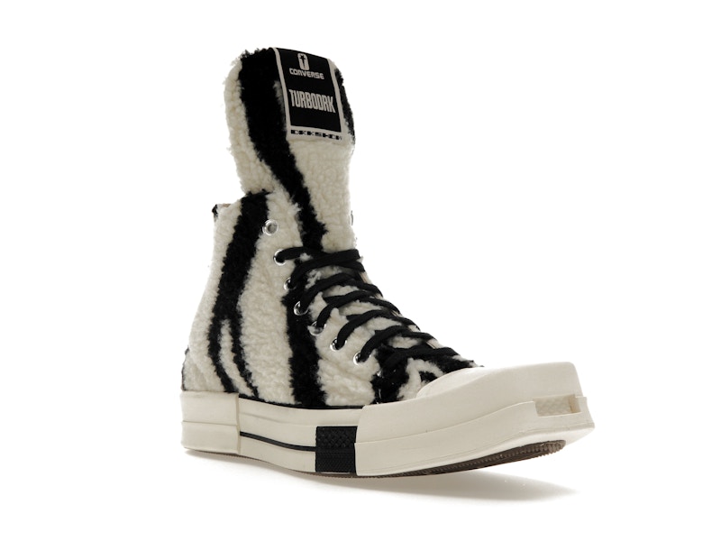Converse TURBODRK Chuck Taylor All Star 70 Hi Rick Owens DRKSHDW Sherpa Zebra Print White Black