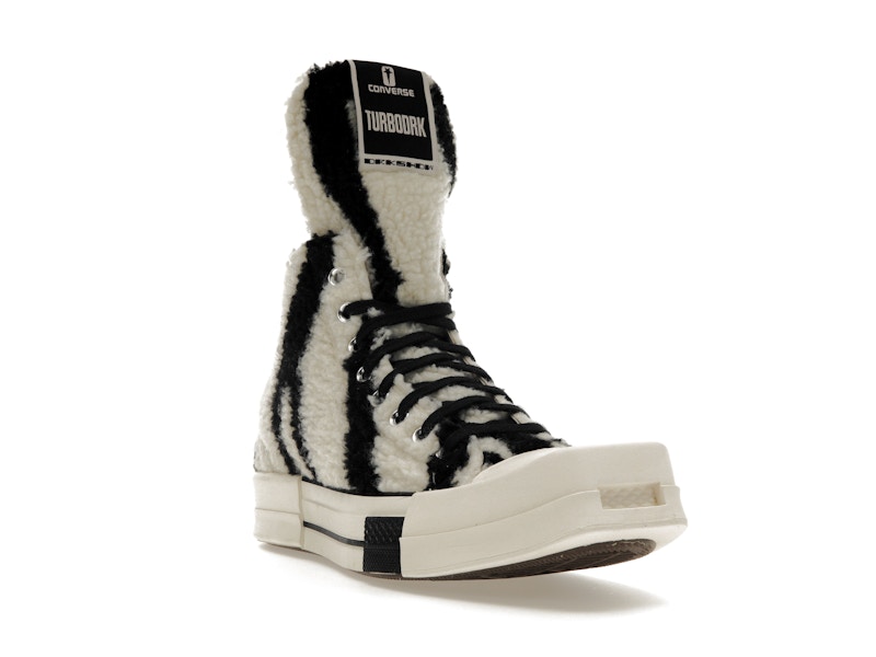 Converse TURBODRK Chuck Taylor All Star 70 Hi Rick Owens DRKSHDW Sherpa Zebra Print White Black