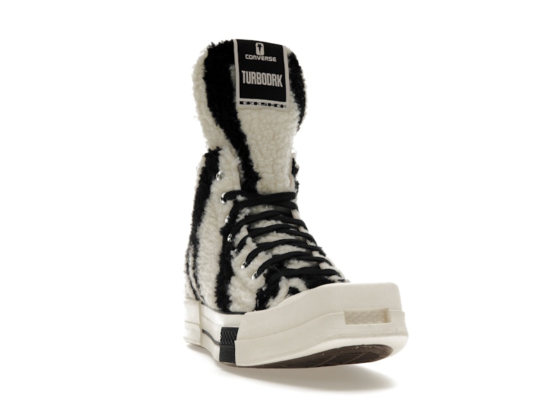 Converse TURBODRK Chuck Taylor All Star 70 Hi Rick Owens DRKSHDW Sherpa Zebra Print White Black