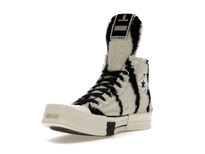 Converse TURBODRK Chuck Taylor All Star 70 Hi Rick Owens DRKSHDW Sherpa Zebra Print White Black