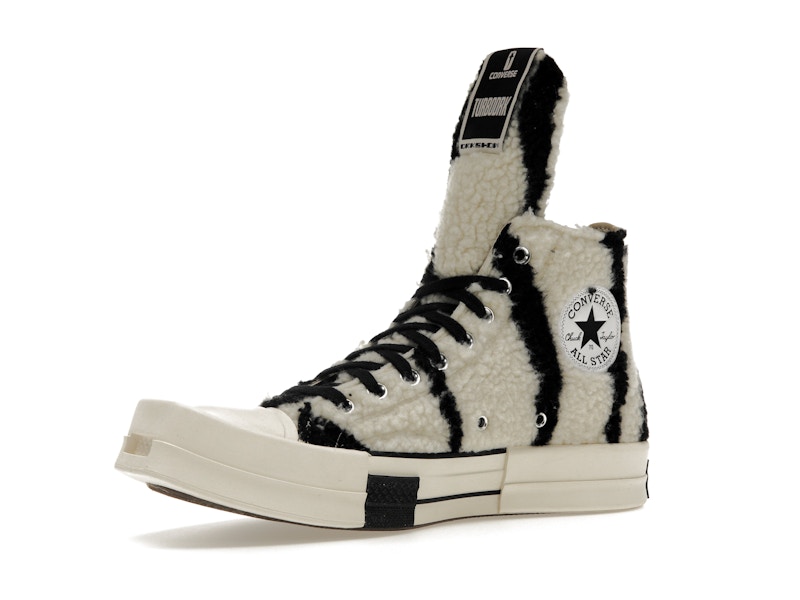 Converse TURBODRK Chuck Taylor All Star 70 Hi Rick Owens DRKSHDW Sherpa Zebra Print White Black