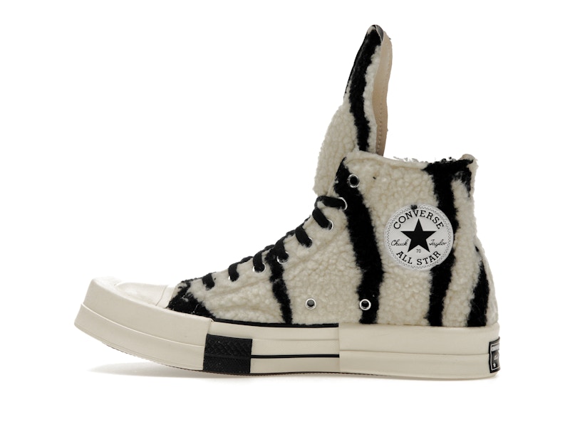 Converse TURBODRK Chuck Taylor All Star 70 Hi Rick Owens DRKSHDW Sherpa Zebra Print White Black