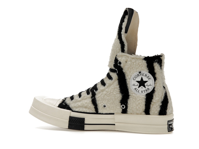Converse TURBODRK Chuck Taylor All Star 70 Hi Rick Owens DRKSHDW Sherpa Zebra Print White Black