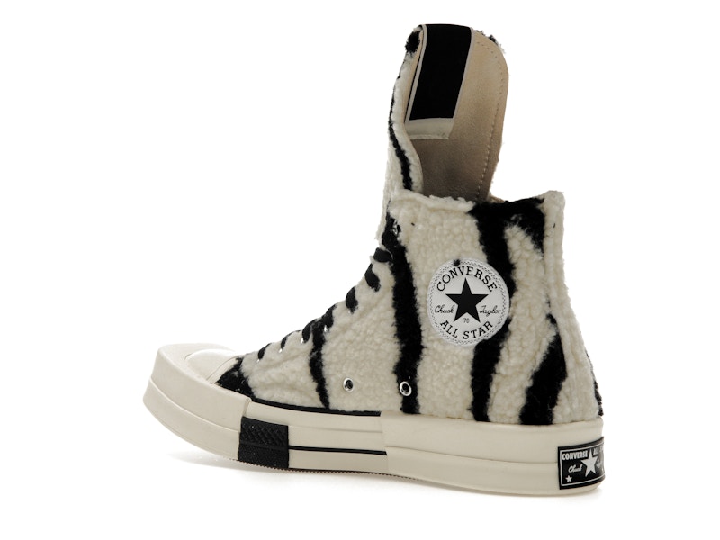 Converse TURBODRK Chuck Taylor All Star 70 Hi Rick Owens DRKSHDW Sherpa Zebra Print White Black