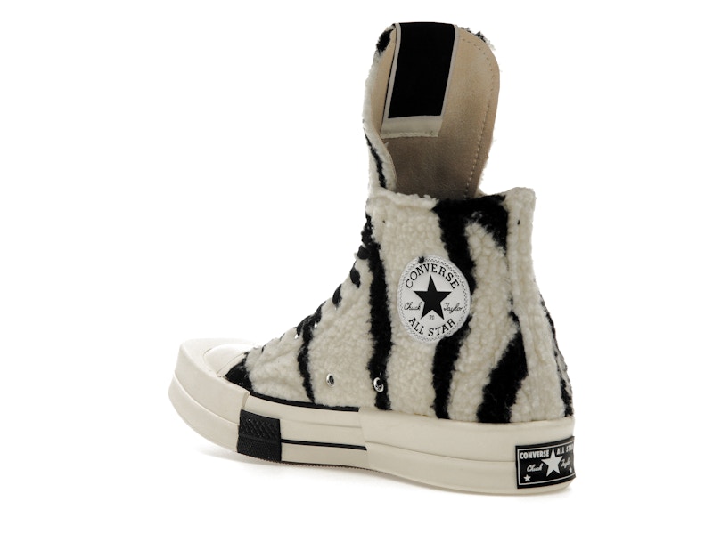 Converse TURBODRK Chuck Taylor All Star 70 Hi Rick Owens DRKSHDW Sherpa Zebra Print White Black