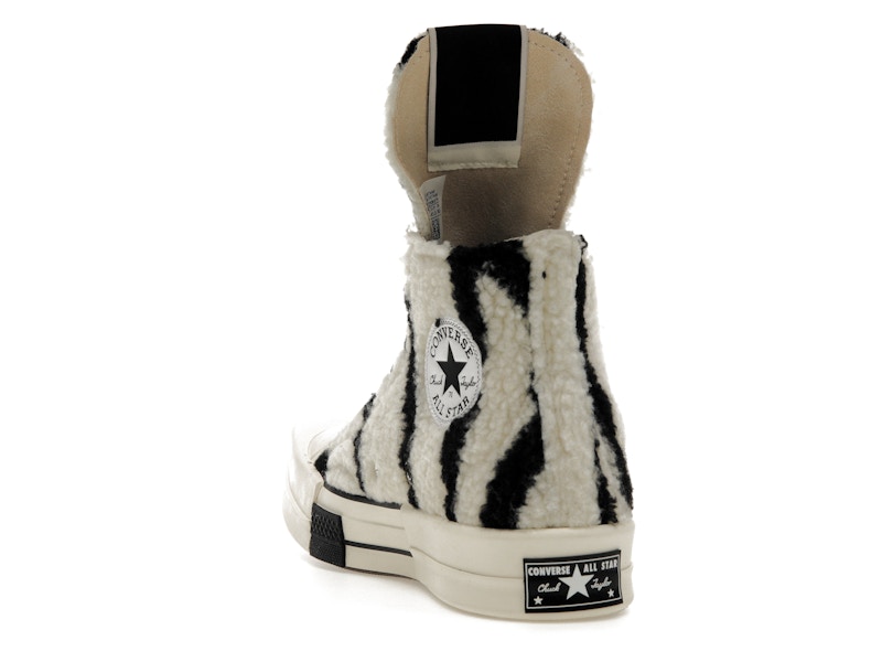 Converse TURBODRK Chuck Taylor All Star 70 Hi Rick Owens DRKSHDW Sherpa Zebra Print White Black
