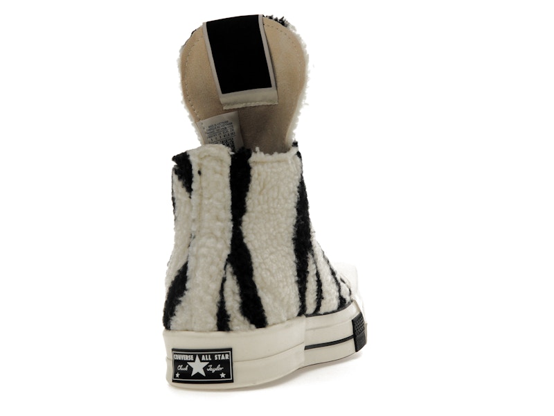 Converse TURBODRK Chuck Taylor All Star 70 Hi Rick Owens DRKSHDW Sherpa Zebra Print White Black