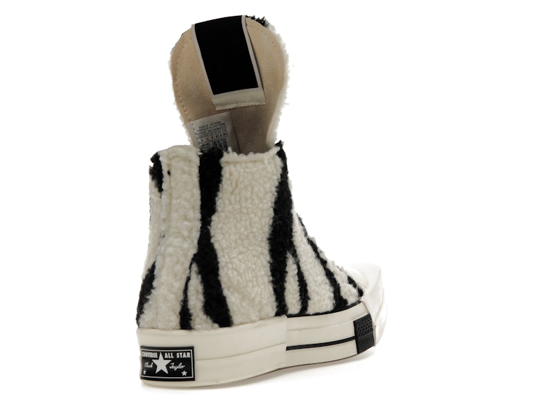 Converse TURBODRK Chuck Taylor All Star 70 Hi Rick Owens DRKSHDW Sherpa Zebra Print White Black