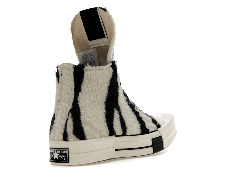 Converse TURBODRK Chuck Taylor All Star 70 Hi Rick Owens DRKSHDW Sherpa Zebra Print White Black