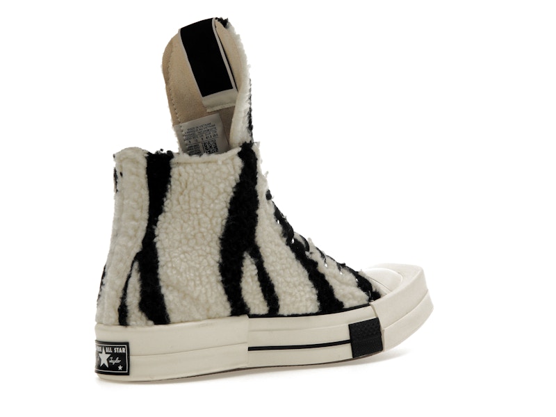 Converse TURBODRK Chuck Taylor All Star 70 Hi Rick Owens DRKSHDW Sherpa Zebra Print White Black