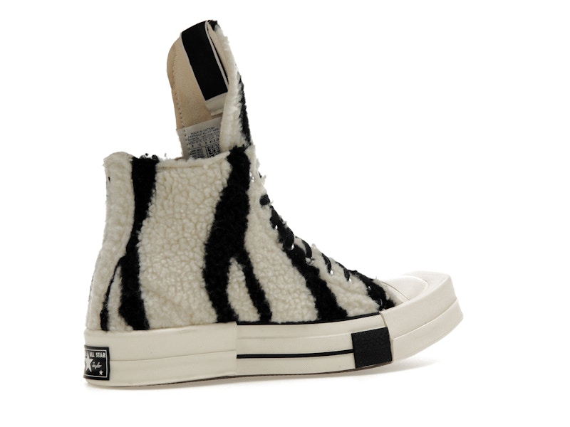 Converse TURBODRK Chuck Taylor All Star 70 Hi Rick Owens DRKSHDW Sherpa Zebra Print White Black