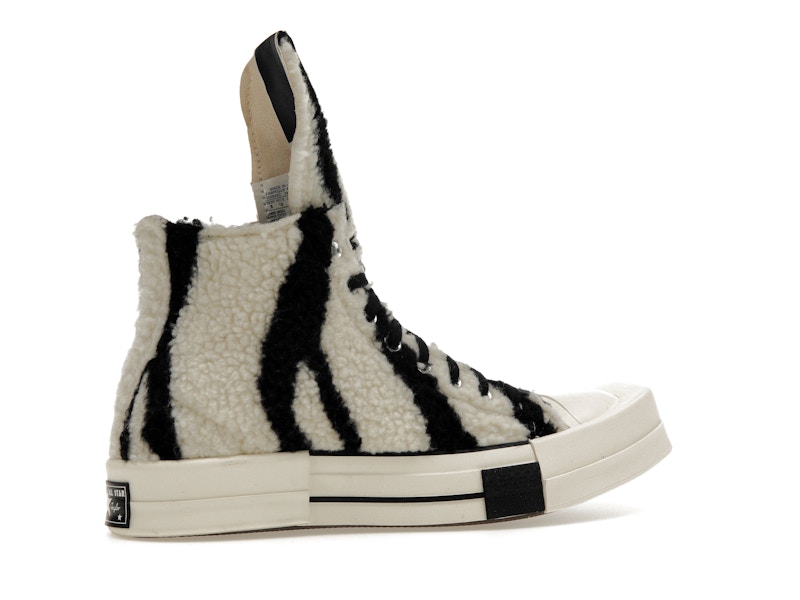 Converse TURBODRK Chuck Taylor All Star 70 Hi Rick Owens DRKSHDW Sherpa Zebra Print White Black