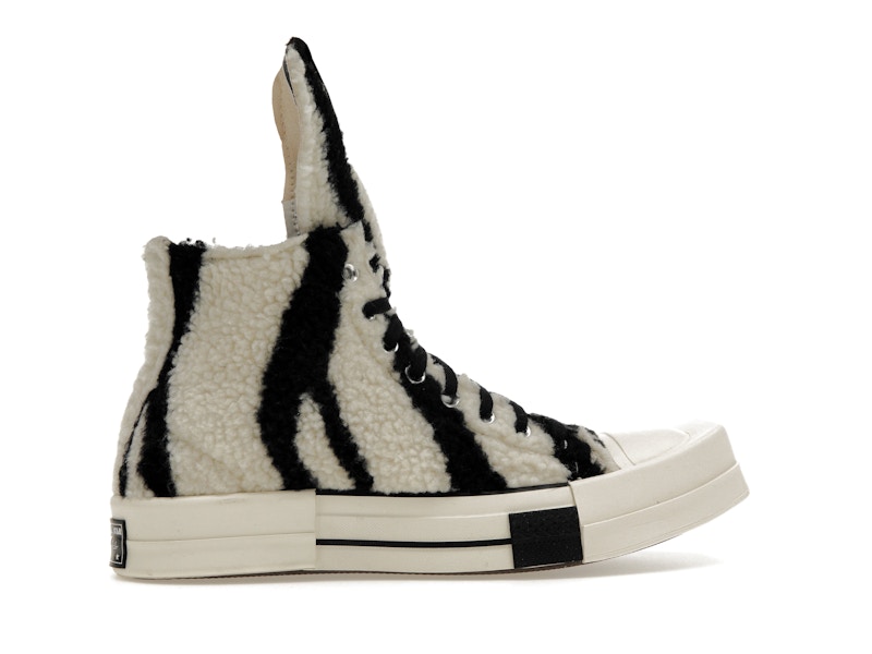Converse TURBODRK Chuck Taylor All Star 70 Hi Rick Owens DRKSHDW Sherpa Zebra Print White Black