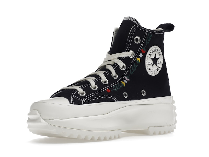 Converse Run Star Hike Hi Floral Embroidery Black