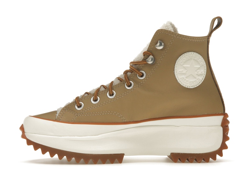Converse Run Star Hike Hi Platform Sherpa Leather Nomad Khaki Egret Wheat (Women's)