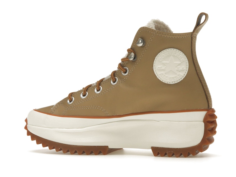 Converse Run Star Hike Hi Platform Sherpa Leather Nomad Khaki Egret Wheat (Women's)