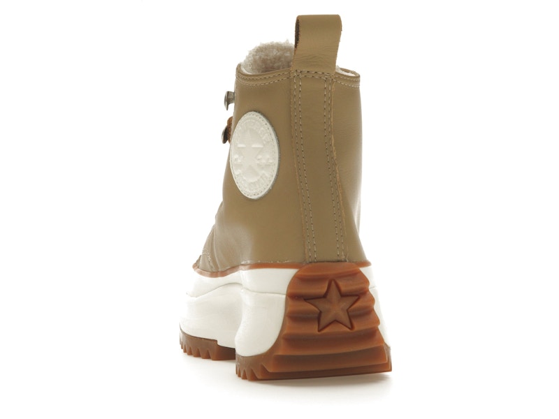 Converse Run Star Hike Hi Platform Sherpa Leather Nomad Khaki Egret Wheat (Women's)
