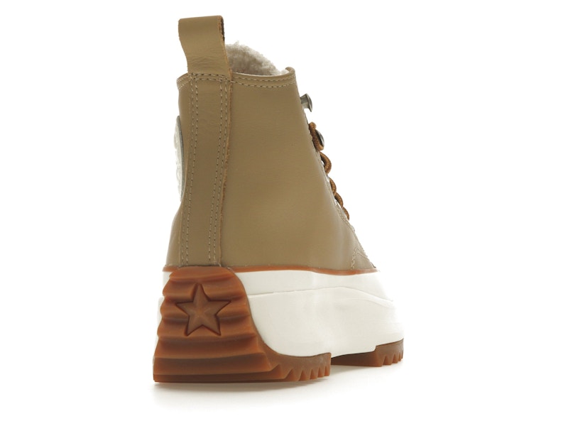 Converse Run Star Hike Hi Platform Sherpa Leather Nomad Khaki Egret Wheat (Women's)