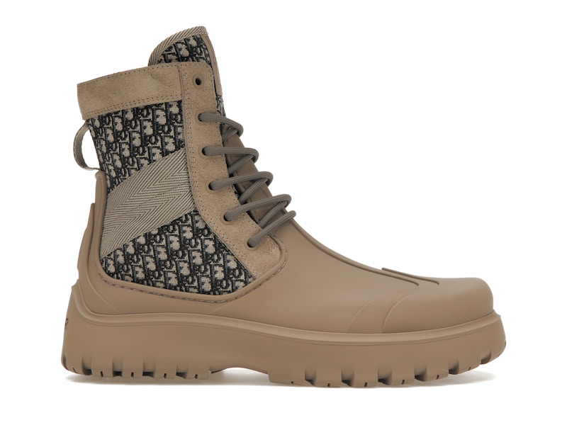 Dior Garden Lace Up Ankle Boots Brown Rubber Men s