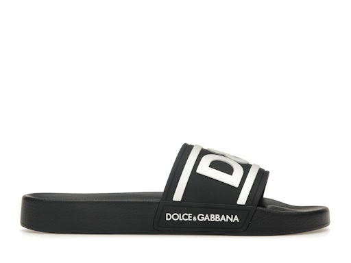 Dolce & Gabbana Beachwear Sliders DG Logo Schwarz Weiß 0