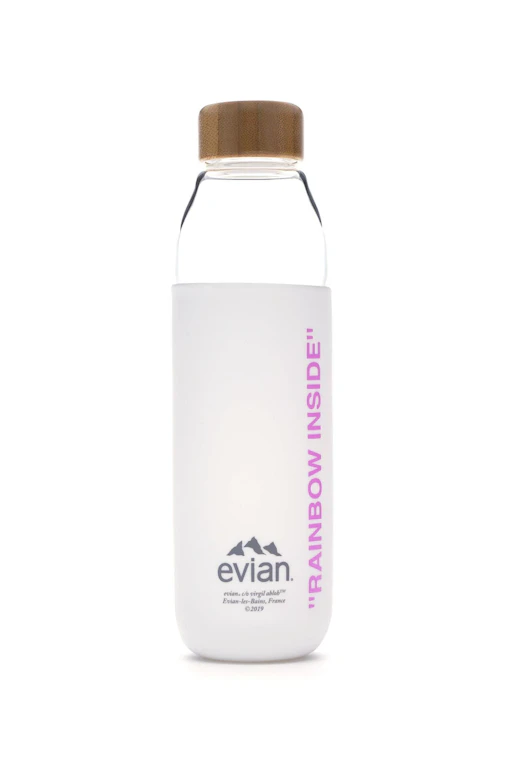 EVIAN BY VIRGIL ABLOH x SOMA Rainbow Inside Refillable Glass Water Bottle White/Pink 0