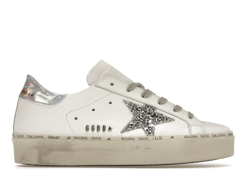 Golden Goose Hi Star White Glitter Star Mirror Heel Women s