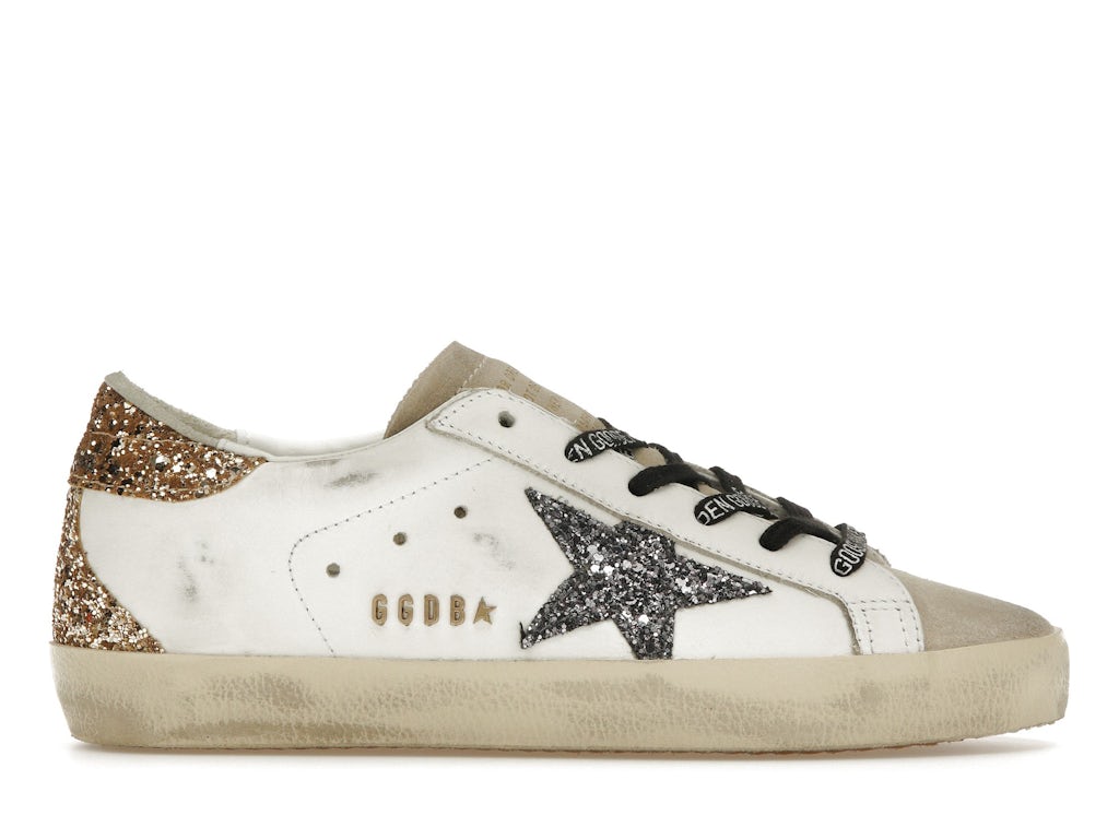 Golden Goose Super-Star White Silver Gold Glitter (Women's) - GWF00102 ...
