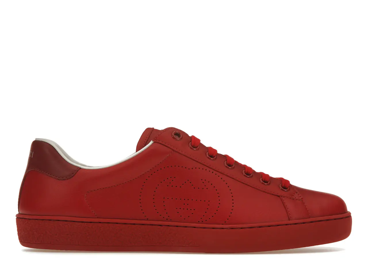 Gucci Ace Perforated Interlocking G Red Men's - _599147 AYO70 6463 - US