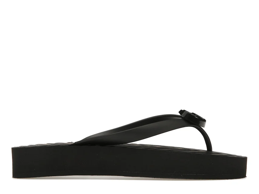 Gucci Chevron Thong Sandal Black Rubber - 655463 J8710 1000 - US