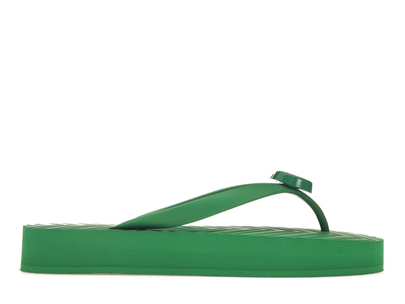 Gucci Chevron Thong Sandal Green Rubber 655463 J8710 3727 US
