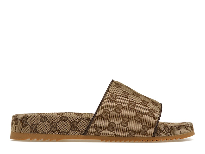 Gucci Men's Gg Supreme Slide Sandal In Beige