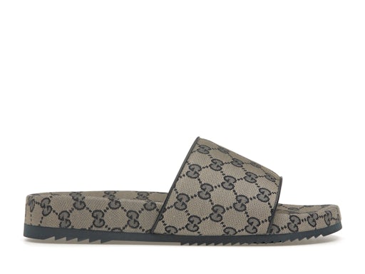 Gucci GG Slide Sandalo Beige Blu Monogramma 0