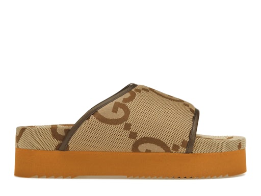 Gucci Jumbo GG Platform Slide Camel Ebony Monogram (femme) 0