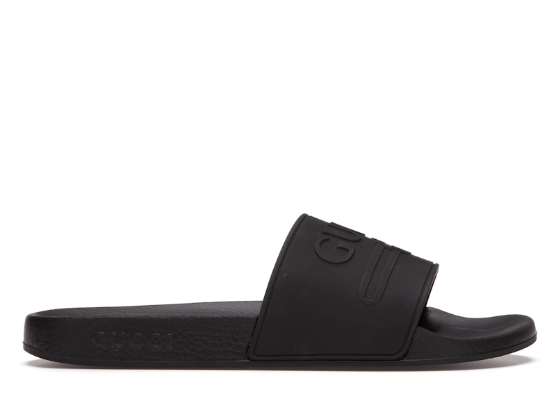 GUCCI 390$ Men's Slide Sandals - Black GG Embossed Pattern | eBay