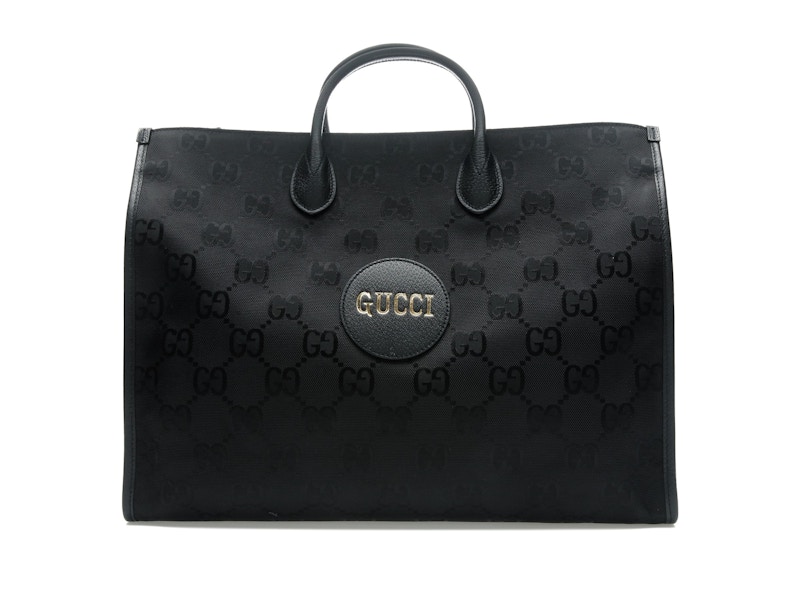 【GUCCI 】GG Logo Off The Grid Mini Tote Shoulder Bag BLACK Gucci Off The Grid Tote Bag Black in Econyl Nylon with