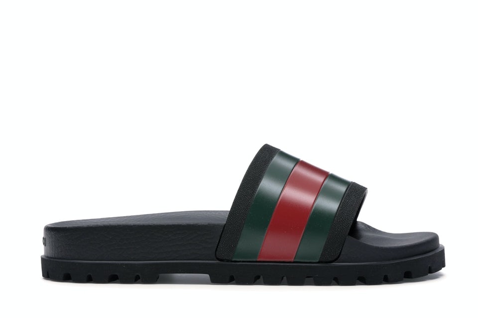 Gucci Men's Web Slide Sandals - Black - Size 6