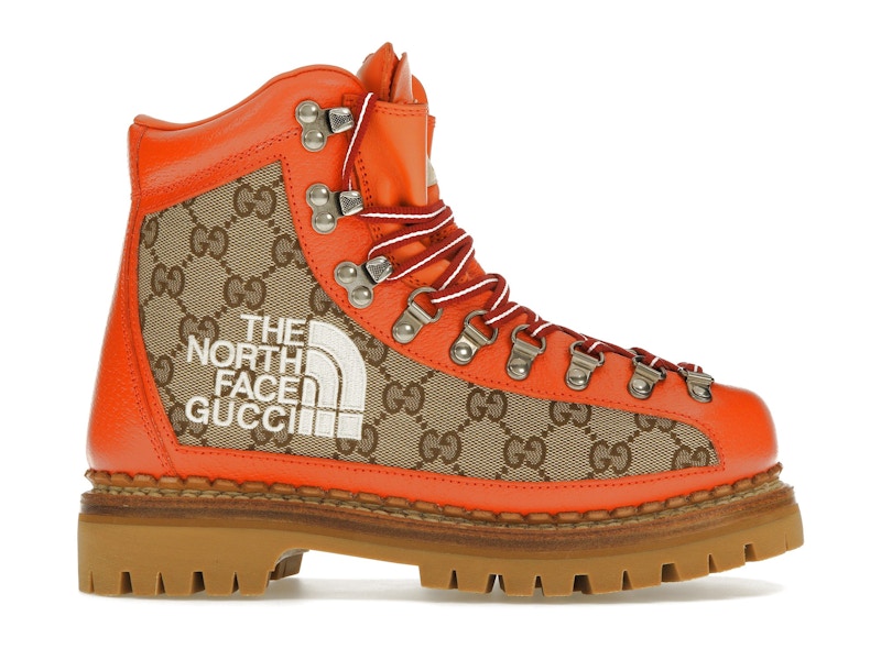 Gucci x The North Face Canvas Leather Boot Beige Orange Women s 679927 18A40 7570 US