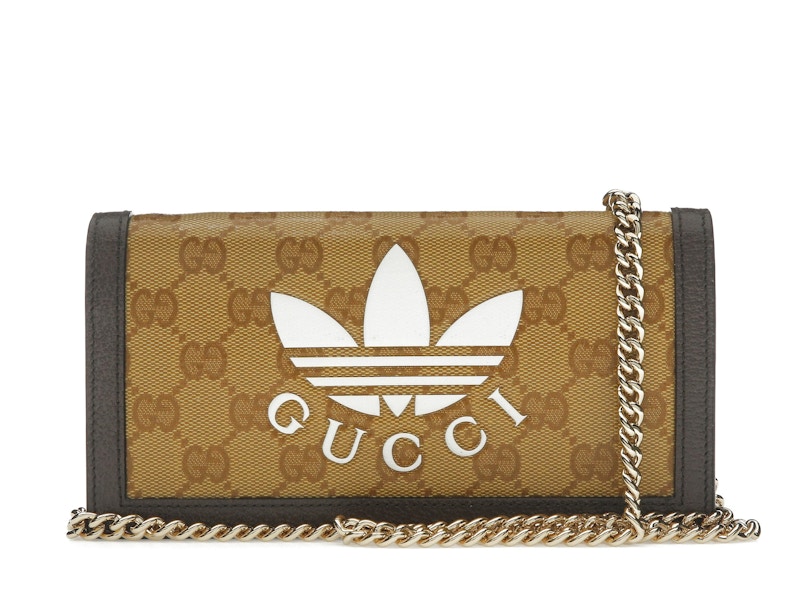 Gucci x adidas Wallet With Chain Beige/Brown in Coated