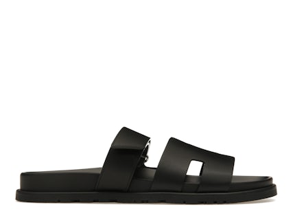 Hermes Chypre Sandal Noir Calfskin Leather (M) Men's H211865Z
