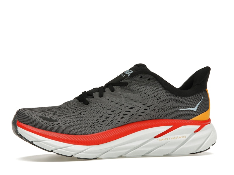Hoka One One Clifton 8 Anthracite Castlerock Red