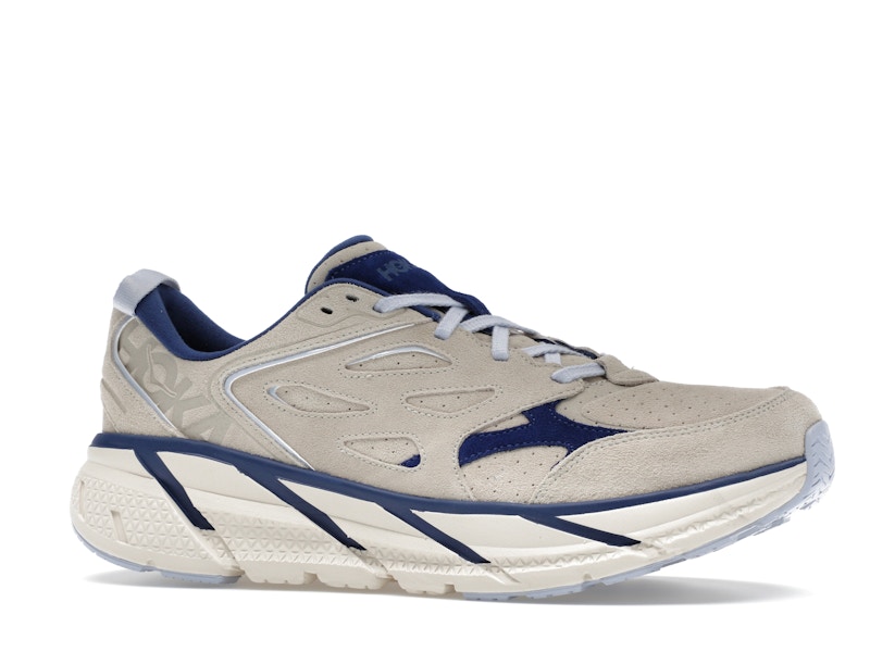 Hoka One One Clifton L Suede Oat Milk Bellwether Blue