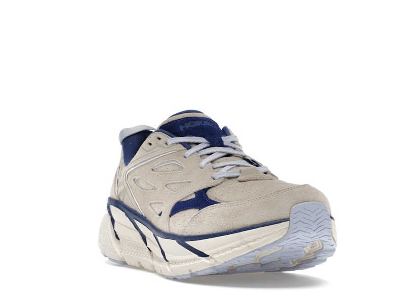 Hoka One One Clifton L Suede Oat Milk Bellwether Blue